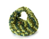Spring crochet bag, handbag in olive green melange, green purse basket crochet