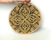 Embroidery Hoop Art - yellow knitted lace - wall hanging house decoration - 6" - zolayka