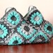 Turquoise flower crochet handbag, floral bag, shoulder bag, purse