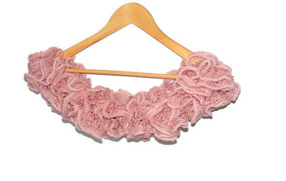 Knit Ruffled Scarf, women pink scarves, 2013 NEW TREND SCARF,accessories, gifts for her, fashion, long scarf