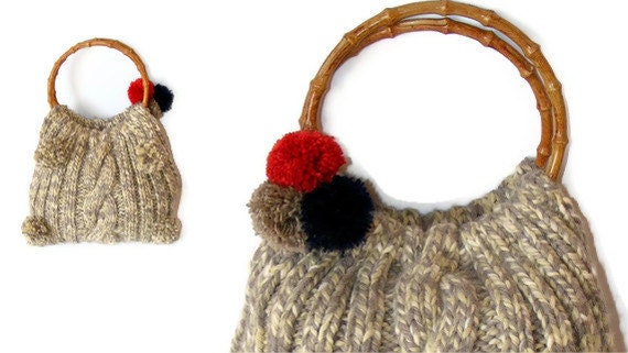 knitting bag, fashion, spring trends, for her, gift ideas, knit, women accessories, pom pom bag, pom pom women knit bag
