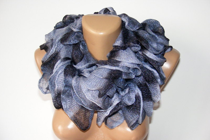 WAS 25 NOW 19  gray scarf ,women scarf,new 2012 trends,fashion accessories for women,gift for her,ruffle scarf,fall fashion,by SENO
