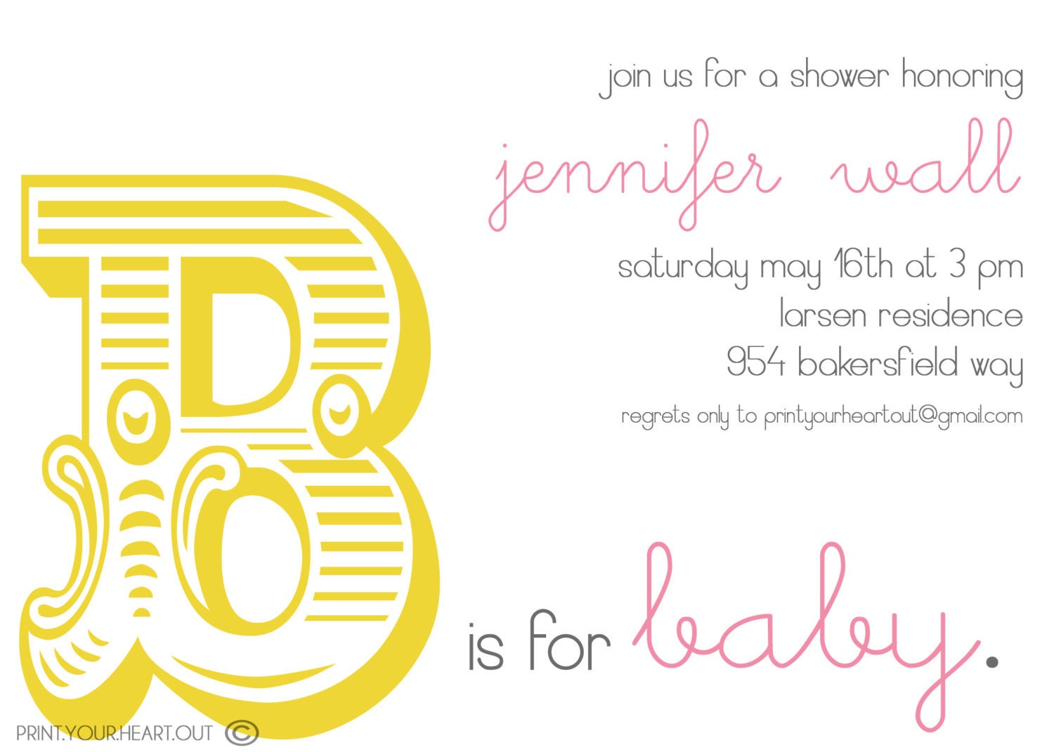 Printable Baby Shower Invitation Letter Initial Il_170x135