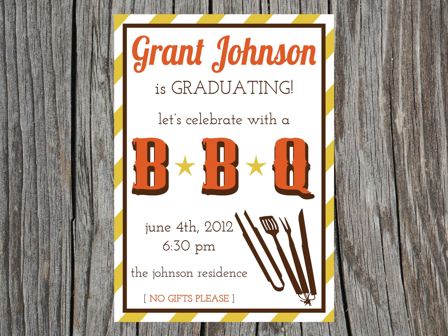 2013 Graduation Party Invitation Printable BBQ Barbecue Barbeque Il_570xn