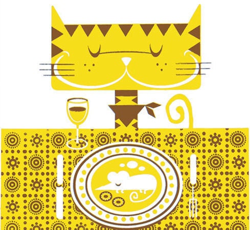 Silkscreen art print - A smiling face is half the meal