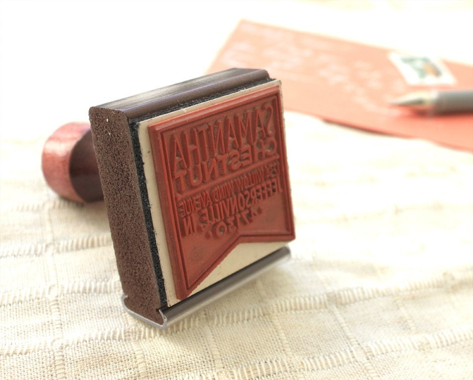 personalized custom wood handle address stamp - POSTAGE STAMP DESIGN