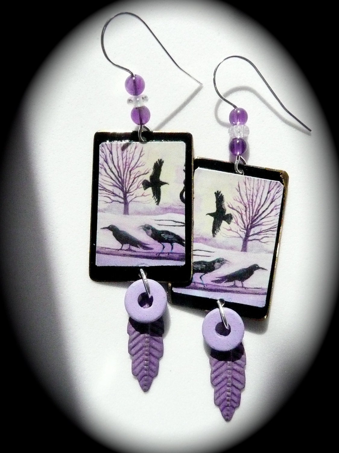 Crow  Native American Eli Thomas art photo totem animal purple black feather jewelry