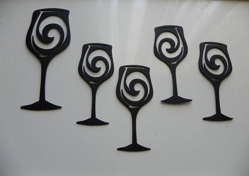 Wine Glasses Set of 5 Metal Wall Art Wall by sayitallonthewall