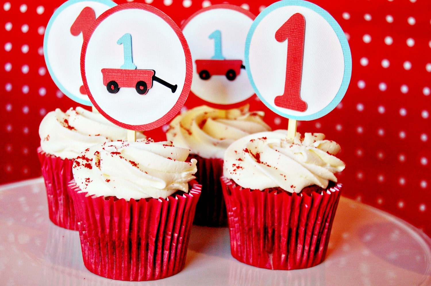 Modern Little Red Wagon First Birthday Party Package