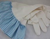 Plain Jane Blue Mini Gingham Oilcloth Gloves - Latex Free - Not Just for Cleaning (Size Med)