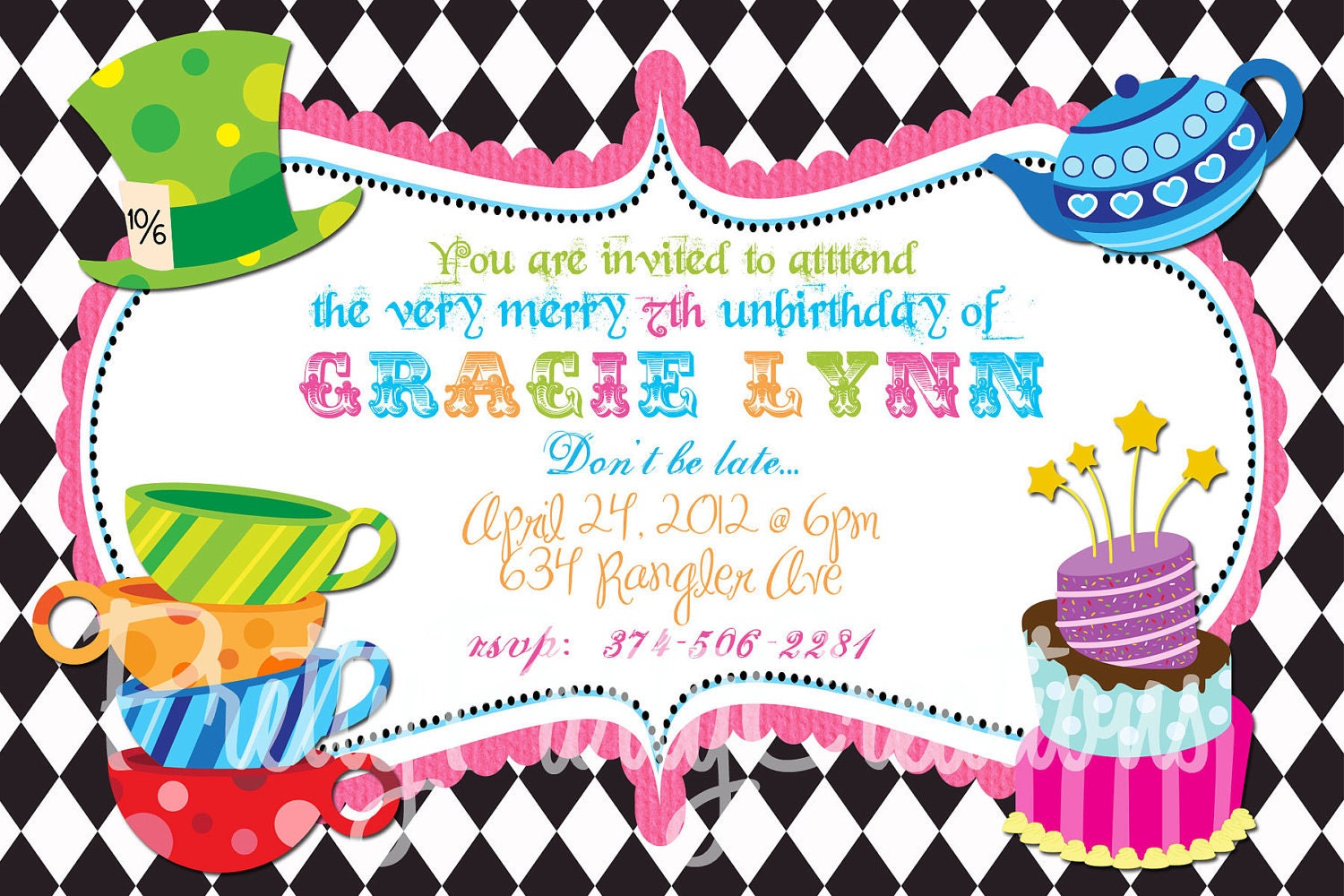 a MAD HATTER tea party invitation - U PRINT - version 2