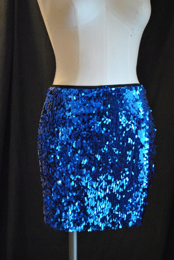 Royal Blue Skirt - Sexy Stretchy Sequin Party Cocktail Skirt, mini and plus - LoveAlanaDesigns