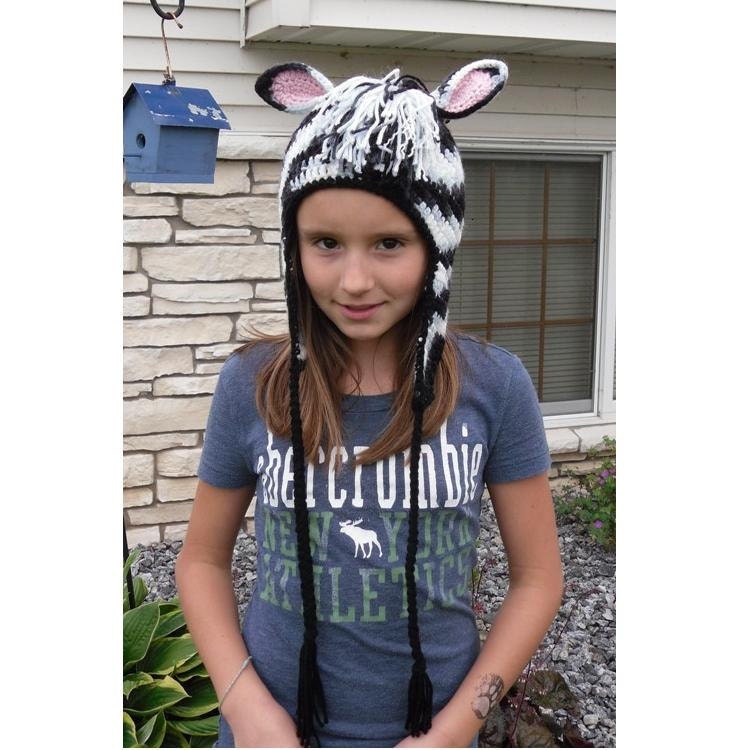 Delightfully Adorable Crochet Zebra Earflap Hat