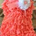 Lace Baby Romper Adorned with White and Pearl Flower, Coral