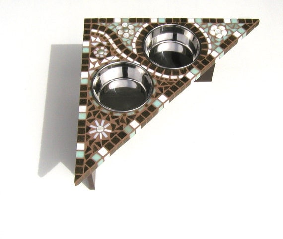 Bloomin Mosaic Diner (medium size), dog bowl holder, elevated dog feeder