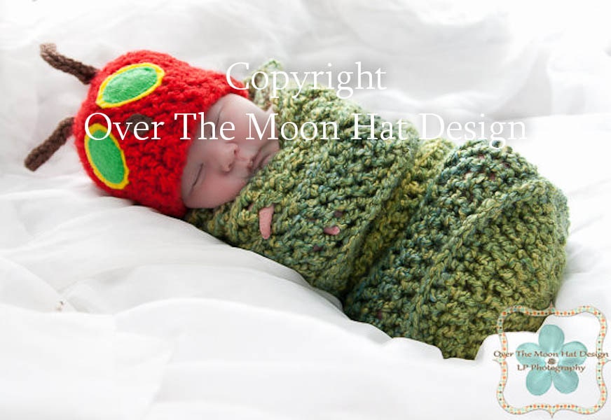 Mr Caterpillar Hat and Cocoon, Very Hungry Caterpillar Inspired,Very hungry caterpillar photo prop,