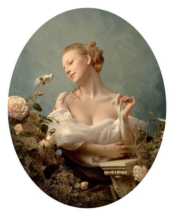 Jeune Fille delivrant un oiseau de sa cage 11x14 print by photographer Kate O'Brien