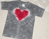 Tie dye shirts in infant, toddler, youth sizes- Heart of red/silver/grey - Valentine's Day- Many sizes ready to ship...OR custom order