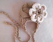 Baby Hat Flower, Newborn Baby Girl Hat, Newborn Hat Photo Prop Baby, Newborn Earflap Hat
