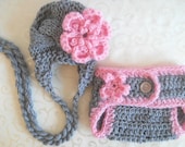 Baby Hat and Diaper Cover Set, Crochet Diaper Cover and Hat Set, Baby Girl Hat and Diaper Cover, Newborn Diaper Cover and Hat