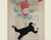 Flying man- ORIGINAL ARTWORK Hand Painted Mixed Media on 1920 famous Parisien Magazine 'La Petit Illustration' xyz