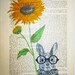 Sunflower Rabbit - Mixed Media-Digital Illustration Print-Art Poster-Acrylic Painting-Holiday Decor-Drawing Illustration-Gift For Her