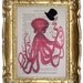 Gentleman octopus- Mixed Media-Digital Illustration Print-Art Poster-Acrylic Painting-Holiday Decor-Drawing Illustration-Gift For Her