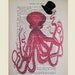 Gentleman octopus- Mixed Media-Digital Illustration Print-Art Poster-Acrylic Painting-Holiday Decor-Drawing Illustration-Gift For Her