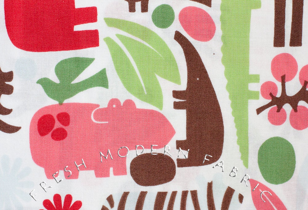 Half Yard 2D Zoo in Holly, Alexander Henry, 100% Cotton Fabric