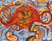 Retro Crab Art Print by Mississippi Artist Erika Johnson 11 x 14 inches  (279.4 x 355.6 mm)
