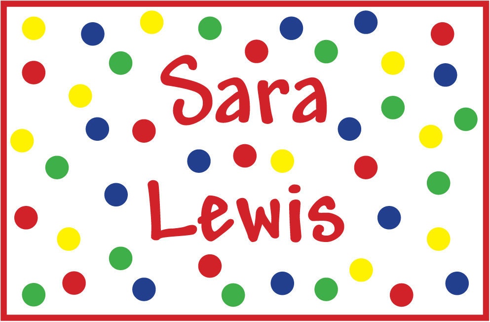 Personalized Polka Dot Name Card/ Enclosure Cards