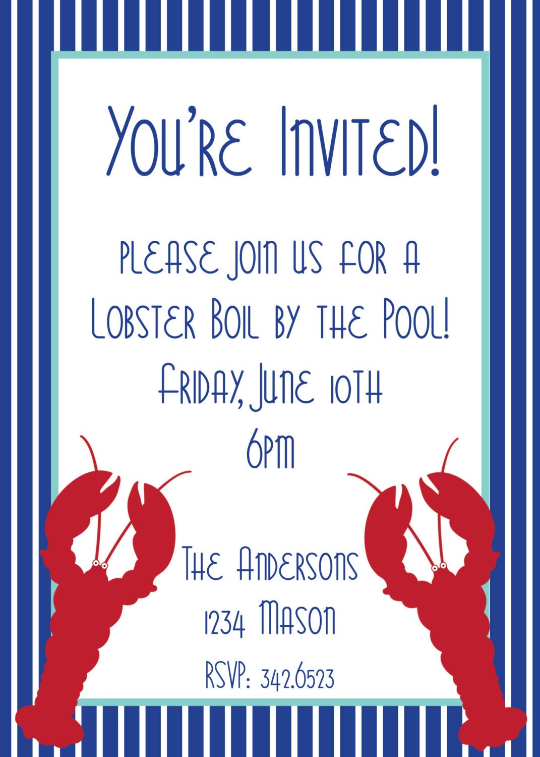 Lobster Summer Soiree Custom Invitations