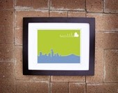 Modern Seattle Skyline Print - Printable 8x10