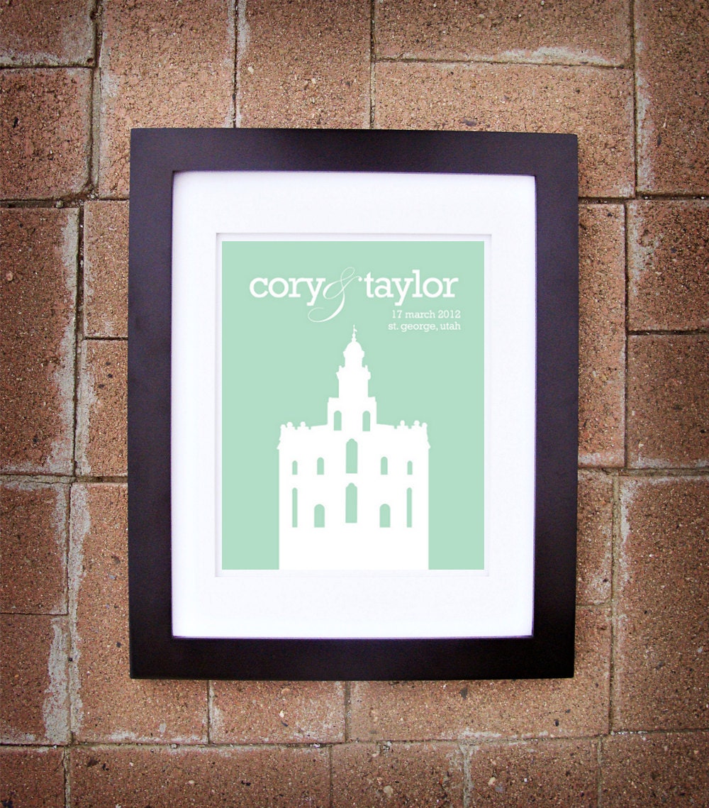 Personalized St. George LDS Temple Wedding Print - Printable 8x10