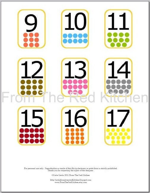 Number Flashcards (0-20) with math symbols PDF