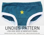 Undies Pattern -- Sewing Pattern for Underwear/Panties -- sizes 12 months-age 6 (For Boys & Girls) -- PDF Pattern and  Instructions