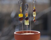 Hello Yellow, Yellow and Dark Wooden Bead Knitting Stitch Markers