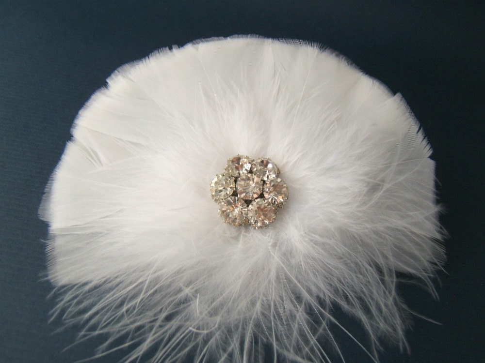 Simple Yet Elegant Feather and Rhinestone Fascinator