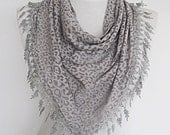 Transparent Leopard Scarf With Lace,  Gift, Sale,Summer Fashion, Wedding