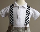 Black & white check adjustable suspenders