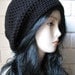 Black- Hand Crochet Beanie Slouchy tam perfect black winter