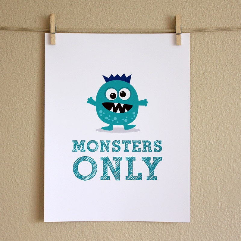 Monster Art Print, Monsters Only, 8x10, Unframed