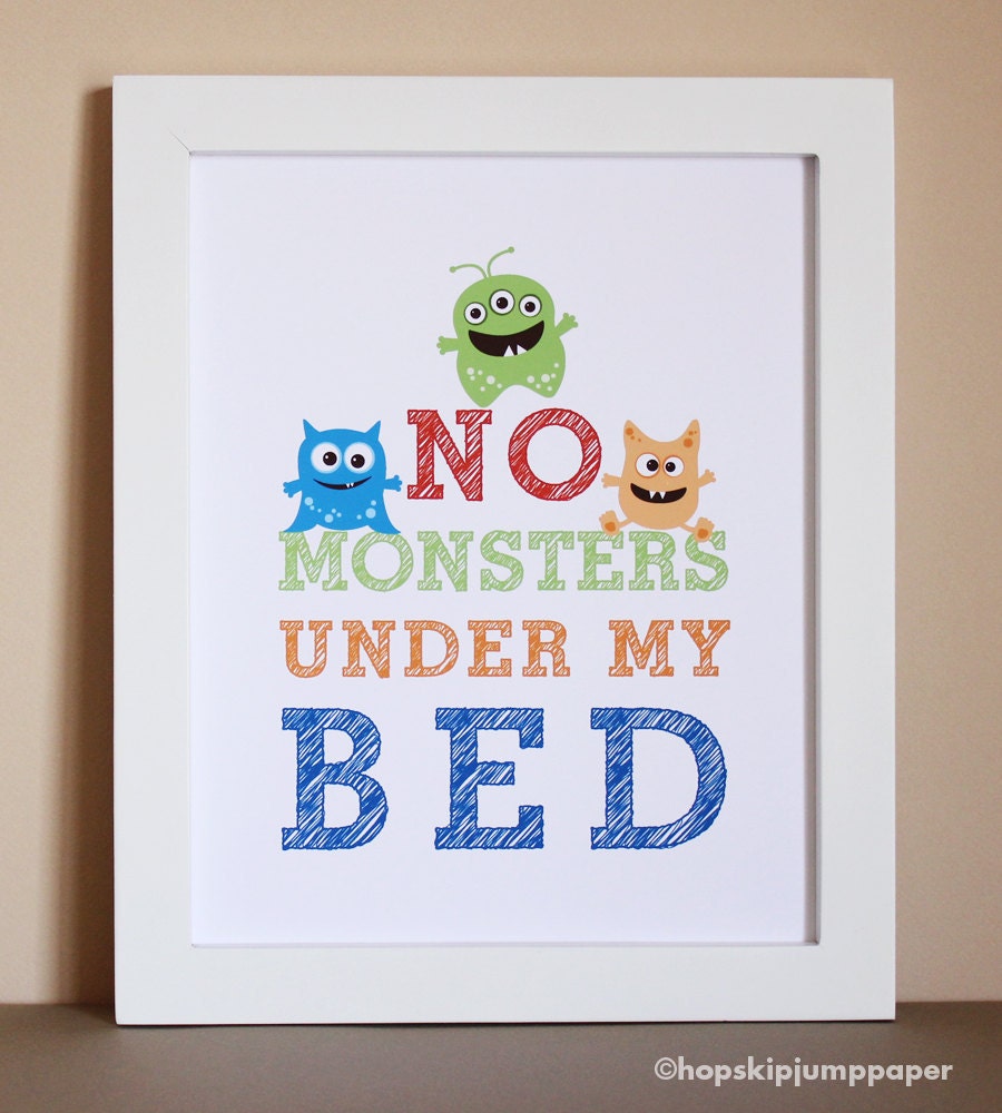 No Monsters Under My Bed, Art Print, 8x10, Unframed