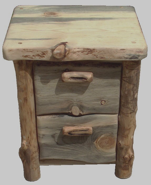 Night Stand Table with two drawers, made sustainably from aspen logs, eco-friendly furniture from Naturally Aspen