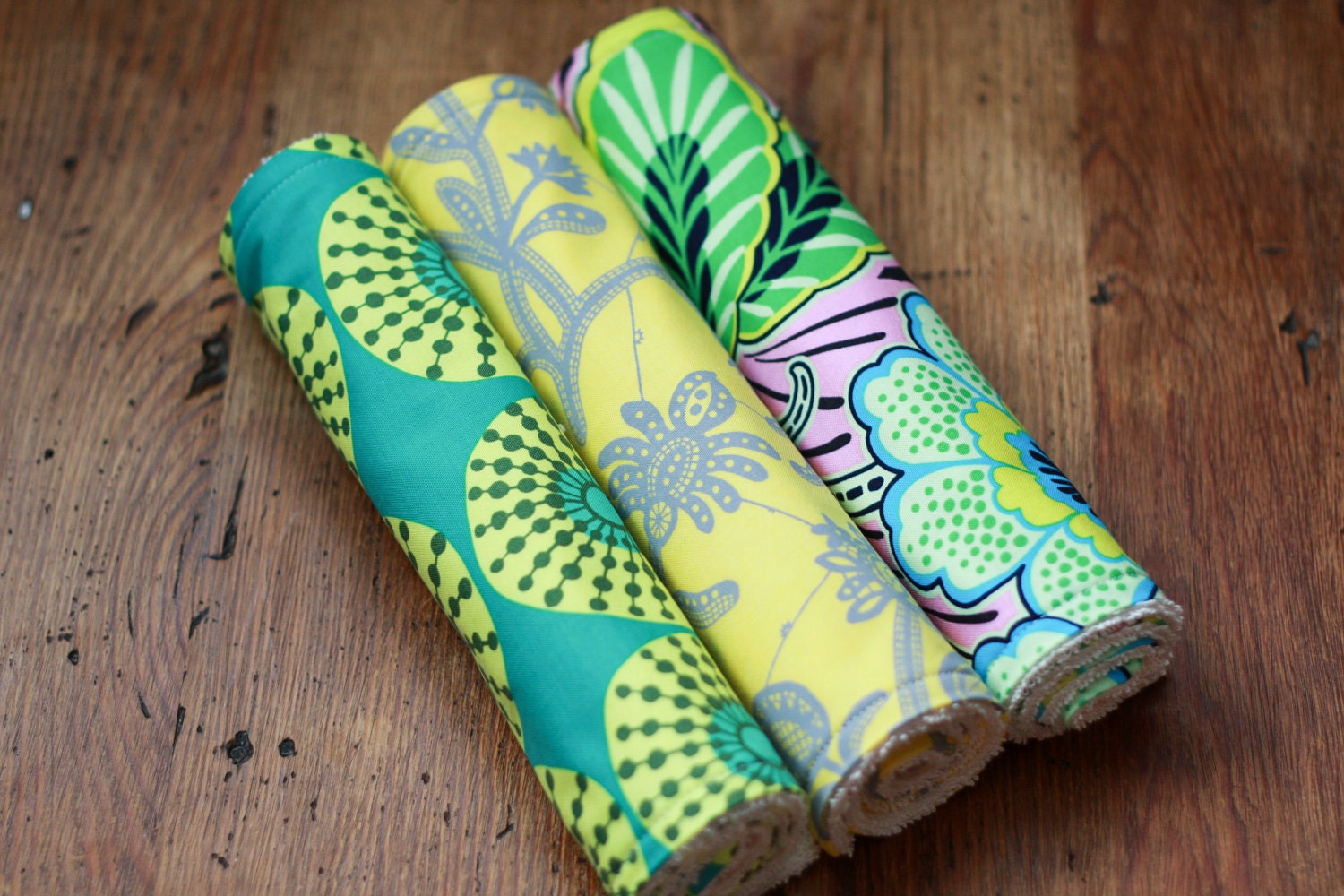 Eco-Friendly Burp Cloth - Set of 3 -  Amy Butler Lark and Organic Terry Cloth