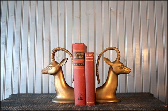 Brass Impala Bookends // Solid Brass Antelopes