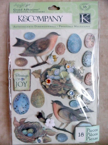 Susan Winget Botanical Robin Egg Nest Stickers by K and Company-FREE SHIPPING
