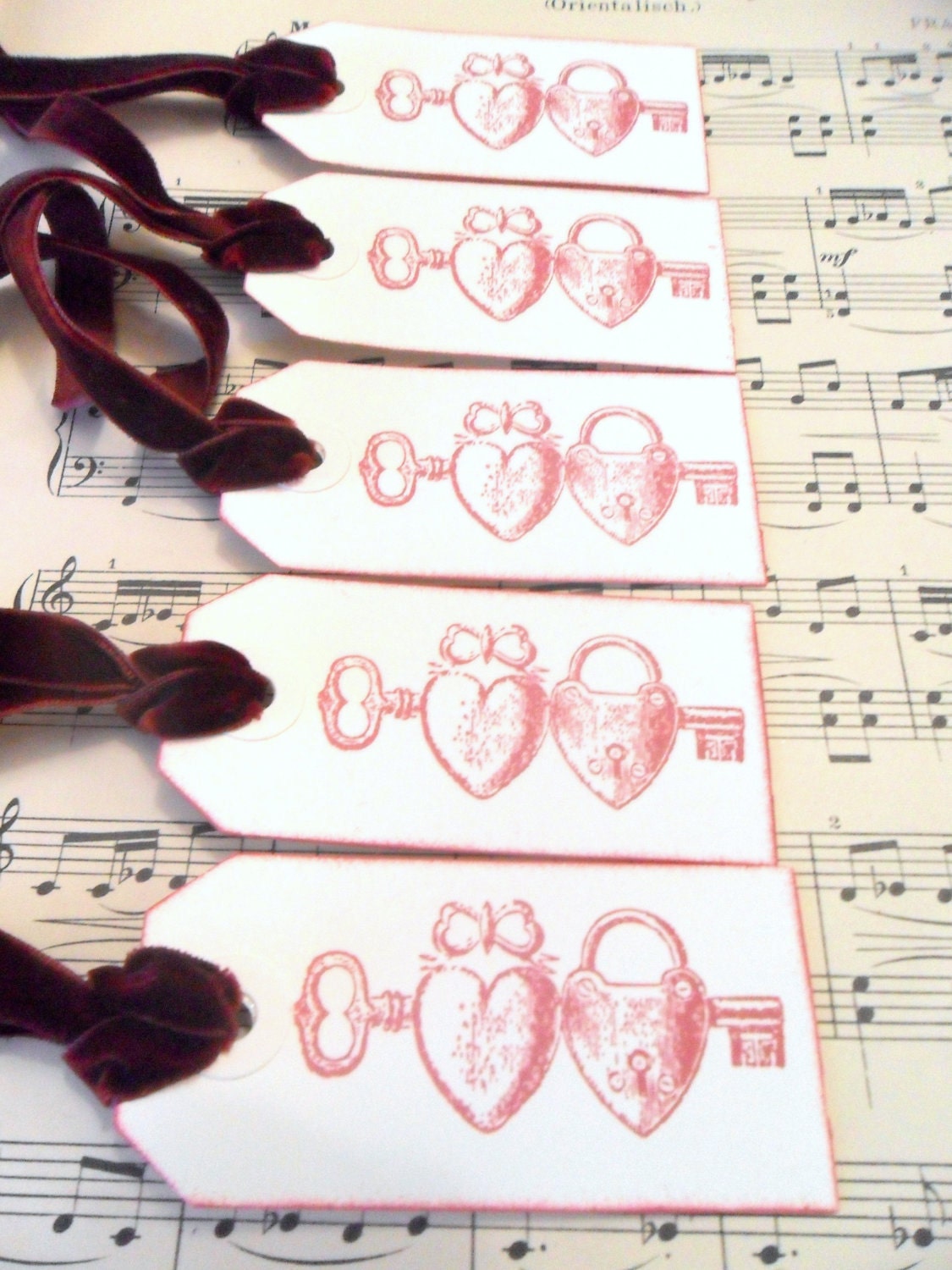 Gift Tags Favor Tags Valentine Wedding Lock Key Heart Red Anniversary Engagement Love Romance Romantic Velvet