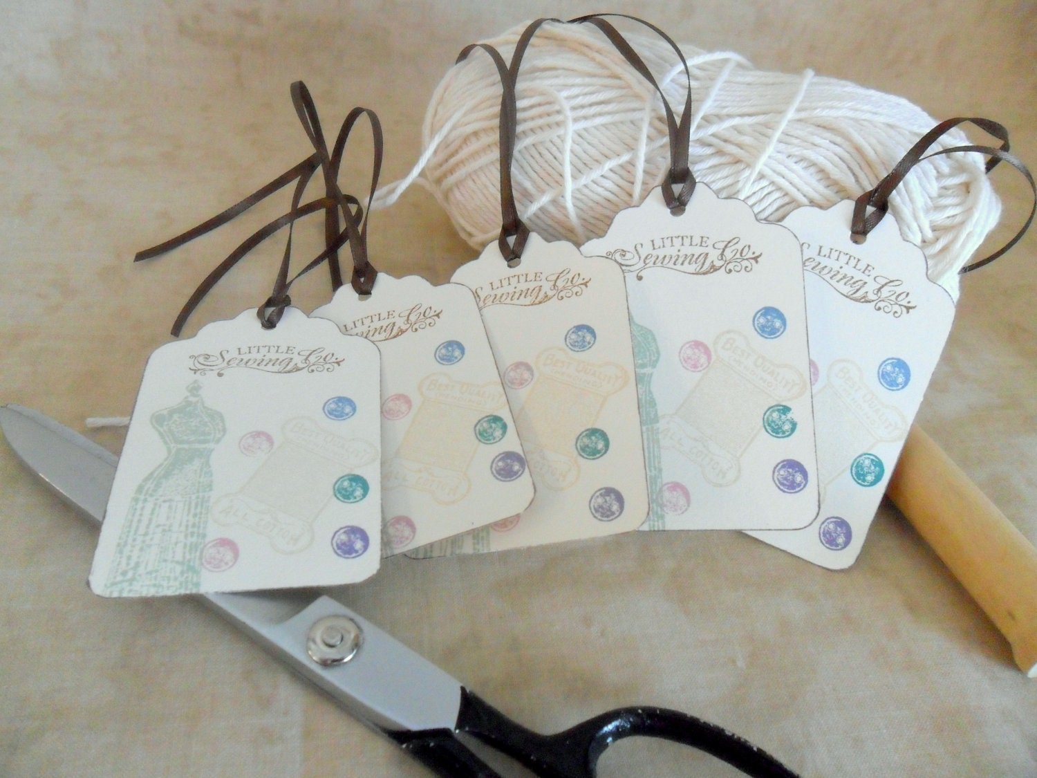 Gift Tags Favor Tags Little Sewing Co. Dressform Buttons Thread Bobbin