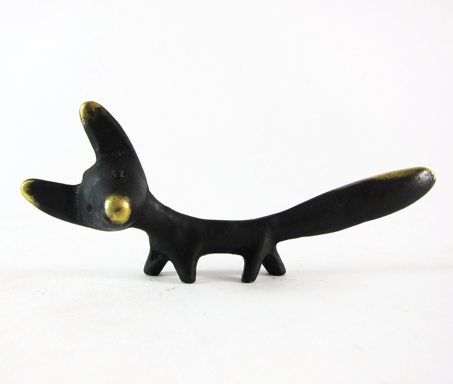 Vintage ORIGINAL Modernist Austrian 1960s Brass Fox Figurine
